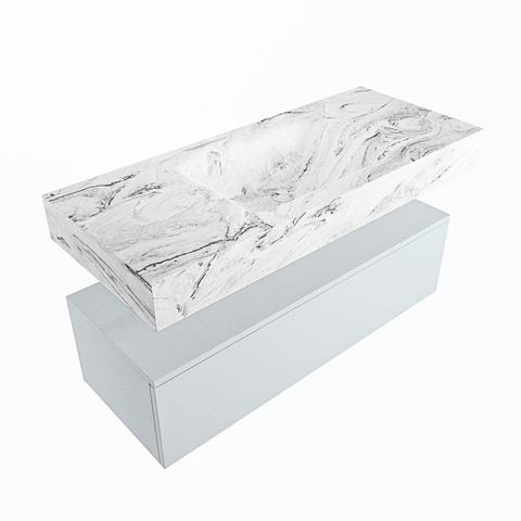 MONDIAZ ALAN - DLUX Badkamermeubelset - 110cm - onderkast - Clay - 1 lade - vrijhangende wastafel - wasbak midden - 1 kraangat - Glace SW806273