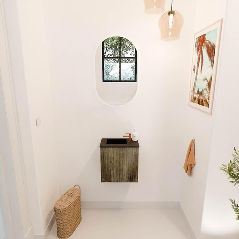 Mondiaz JOYA 40cm meuble de toilette - couleur Dusk - Vasque FAYE position Gauche 1 trou de robinet couleur Urban SW1421637