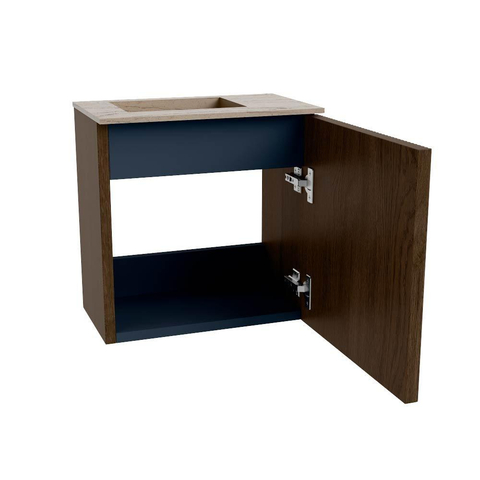 Mondiaz JOYA-DLUX 40cm meuble de toilette - couleur Walnut - Vasque FAYE position Gauche Sans trou de robinet couleur Arena. SW1424317