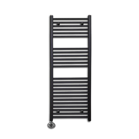 Sanicare Lumara Elektrische Radiator - 120x50cm - 750W - chrome thermostaat - linksonder - aluminium - mat zwart SW1581515