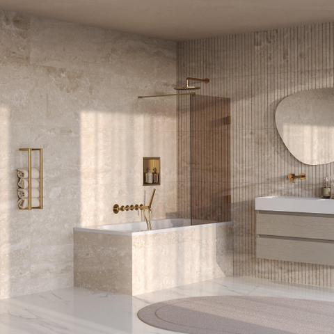 BRAUER Void Paroi de baignoire - 80x140 - verre bronze - avec revêtement en verre - or brossé PVD SW1580866