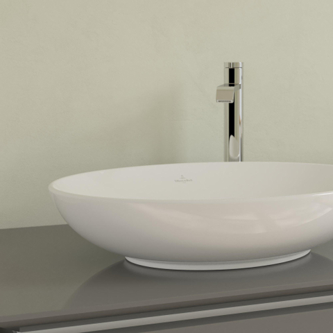 Villeroy & Boch Loop & Friends opzetwastafel - 56x38cm - zonder kraangat - zonder overloop - White Alpine (glans wit) SW644093