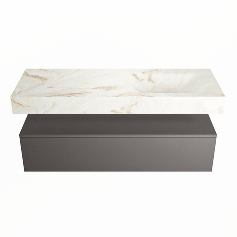 MONDIAZ ALAN - DLUX Badkamermeubelset - 130cm - onderkast - Dark grey - 1 lade - vrijhangende wastafel - wasbak rechts - 1 kraangat - Frappe SW804685