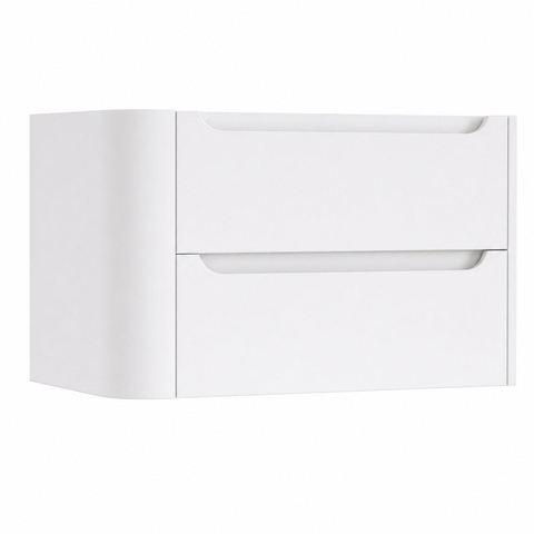 H&R Badmeubelen Juice Meuble sous vasque - 80x45x50cm - angle gauche arrondi - 2 tiroirs - poignée intégrée - Blanc brillant SW1489093