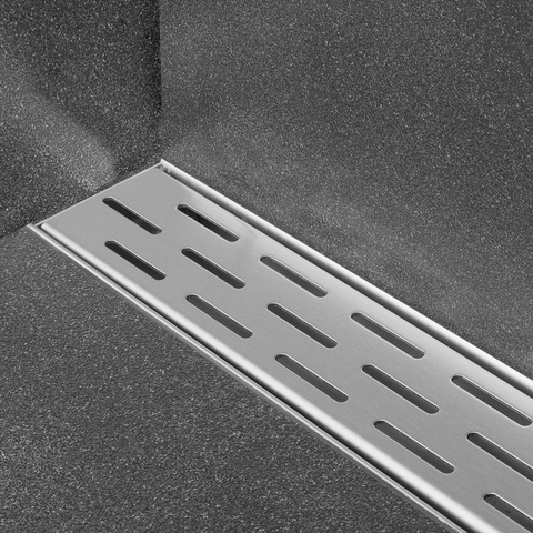 Easy Drain Compact Wall caniveau mural plaque simple avec évacuation latérale 6x80cm 30mm inox 2301191