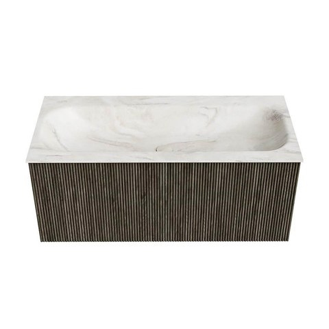Mondiaz KURVE-DLUX Ensemble de meuble de salle de bains - 100x46x40cm - 1 tiroir - lavabo solid surface - central - sans trou de robinet - Shadow SW1414451