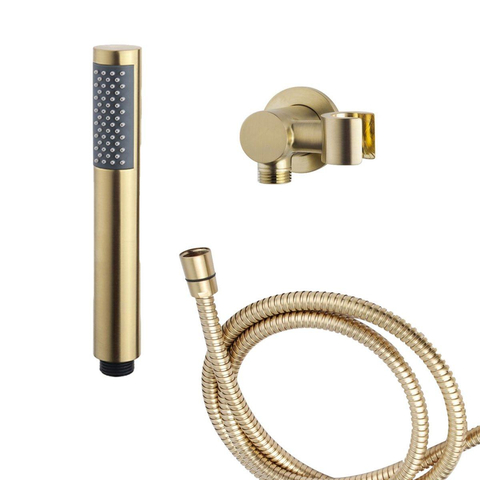 Wiesbaden Caral handdoucheset inbouw 1 stand staafhanddouche met wandarm en conische doucheslang geborsteld messing SHOWROOMMODEL SHOW20312