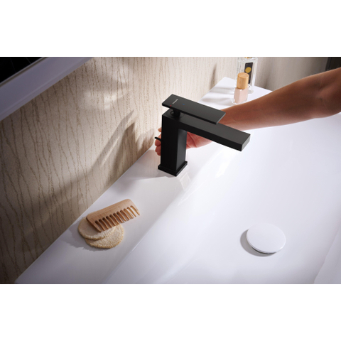Hansgrohe Tecturis E Eengreeps wastafelkraan - 110 met PopUp - trekwaste - mat zwart SW918306