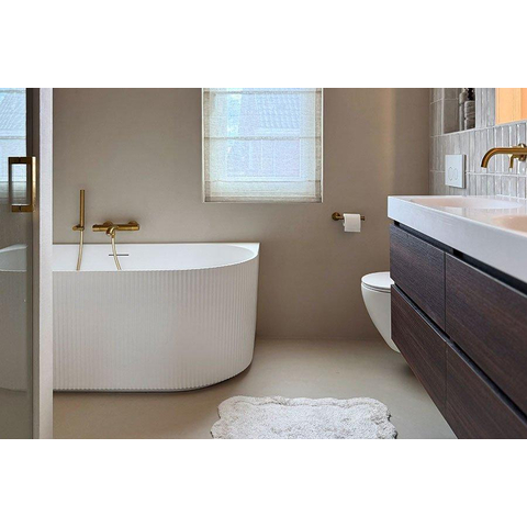Robinet de baignoire Brauer Gold Edition - ensemble de douche - douchette à main 1 fonction - corps lisse - PVD - or brossé SW1164590