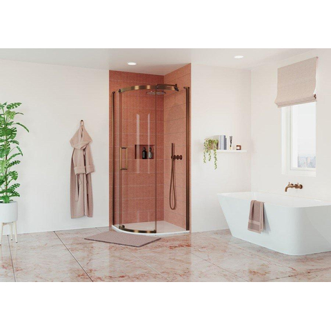 Crosswater Optix 10 Offset Douchecabine - 120x90cm - kwartrond - deur links - gecoat geborsteld brons SW968414