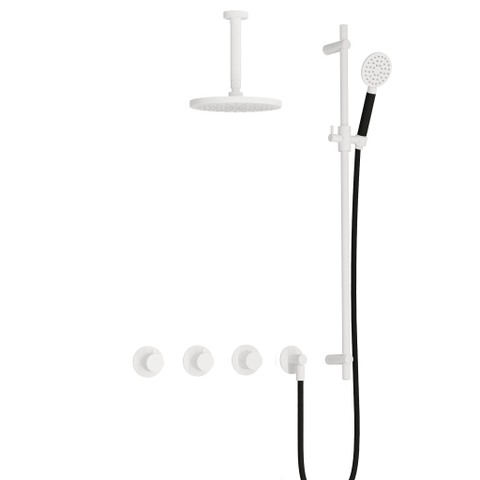 Hotbath Cobber IBS70 Regendoucheset - inbouw - 15cm plafondarm - 20cm ronde hoofddouche - 3 standen handdouche - glijstang - mat wit SW678211