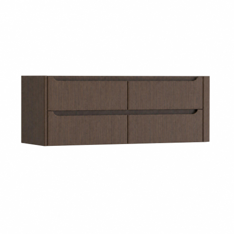 H&R Badmeubelen Juice Wastafelonderkast - 140x45x50cm - rechterhoek afgerond - 4 lades - geïntegreerde greep - coffee SW1490211