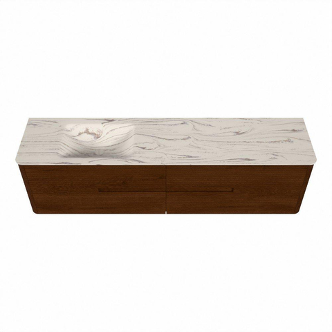 Mondiaz CIRO-DLUX Ensemble de meubles de salle de bains - 190x45x50cm - lavabo solid surface Nata - 1 vasque à gauche - 1 trou de robinet - 4 tiroirs - Ruby SW1532068