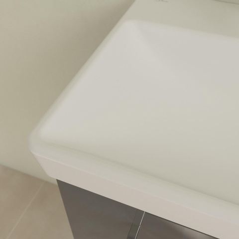 Villeroy & Boch Avento wastafel - compact - 55x37cm - met overloop CeramicPlus - Stone White (mat wit) SW448523