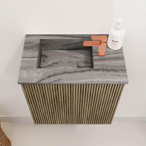 Mondiaz JOYA-DLUX 40cm meuble de toilette - couleur Dusk - Lavabo FAYE position Gauche 1 trou de robinet couleur Sombra. SW1426109