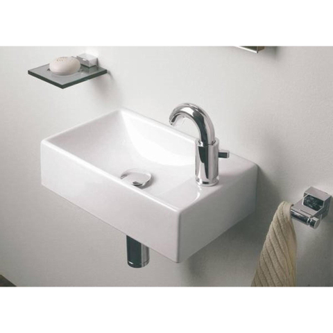 Geberit Diedro fontein - 40x23cm kraangat rechts - zonder overloop - glans wit 0200043