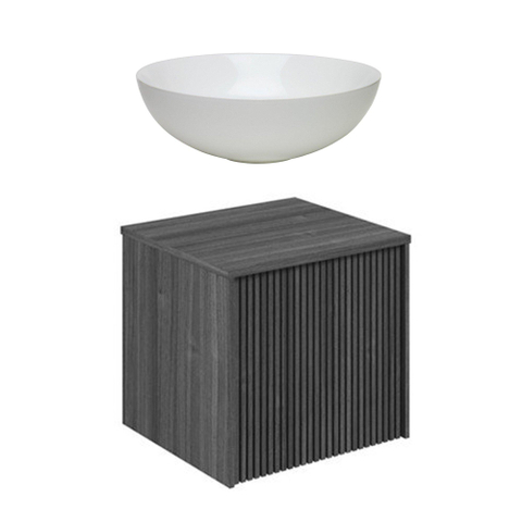 Crosswater Limit Badkamermeubelset - 50x45x45cm - 1 lade - keramieken waskom - steelwood/anthracite (hout) SW1126094