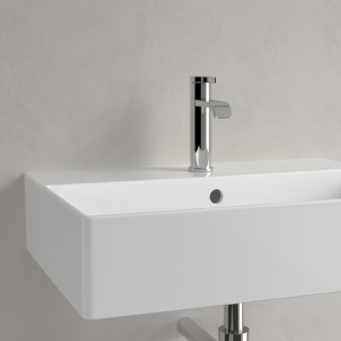 Villeroy & Boch memento 2.0 wastafel - 600x420mm - 1 kraangat - met overloop CeramicPlus - White Alpine (glans wit) SW336056