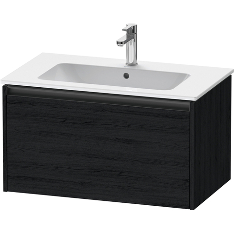 Duravit Ketho.2 Wastafelonderbouwkast - met 1 lade - 81x48x44cm - met greep antraciet - eiken zwart mat SW772852