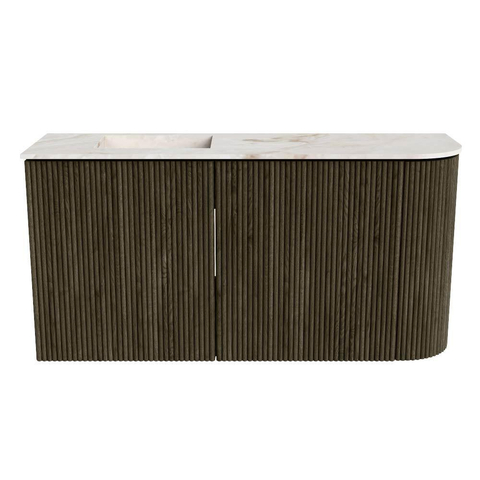 Mondiaz JOYA-DLUX 81.6cm toiletmeubel - ronding rechts kleur Shadow - Wastafel FAYE positie Links 1 kraangat kleur Frappe. SW1422728