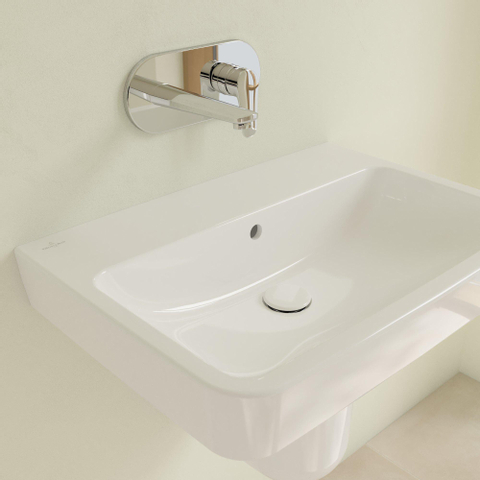 Villeroy & Boch O.novo wastafel - 65x46cm - zonder kraangat - met overloop CeramicPlus - White Alpine (glans wit) SW448455