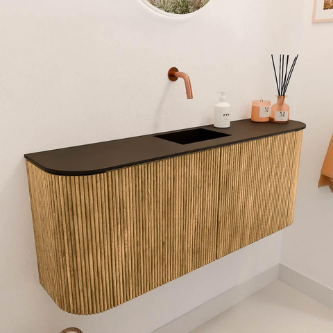 Mondiaz JOYA 103.2cm meuble de salle de bains - arrondi gauche et droite couleur Oak - Vasque FAYE position Milieu Sans trou de robinet couleur Urban SW1421268