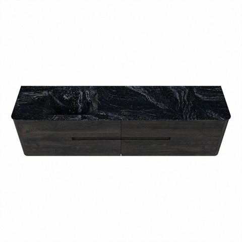 Mondiaz CIRO-DLUX Meuble de salle de bains - 190x45x50cm - lavabo Solid Surface Lava - 1 vasque à gauche - sans trous de robinet - 4 tiroirs - Shadow SW1532407
