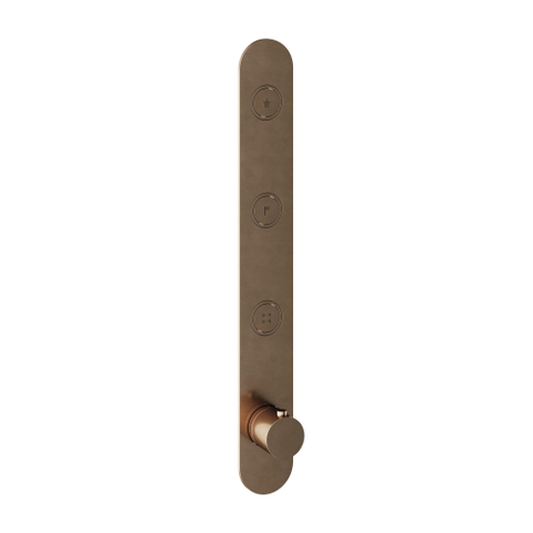 Hotbath Cobber Afbouwdeel inbouwthermostaat - met 3 pushbuttons verticale plaatsing - verweerd messing verouderd goud SW229961