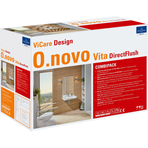 Villeroy & Boch ViCare Combi-Pack hangtoilet – DirectFlush – diepte 59,5 cm – met softclose zitting en grepen ViCare Design – glans wit SW490000