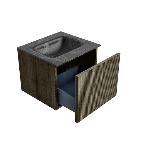 Mondiaz KURVE-DLUX Badkamermeubelset - 50x46x40cm - 1 lade - wastafel solid surface - midden - 1 kraangat - Shadow SW1414613