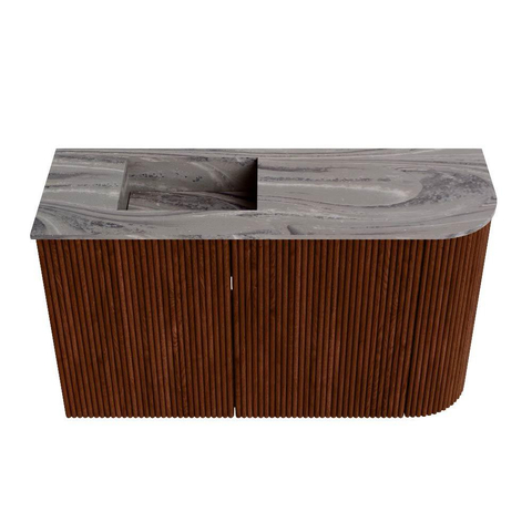 Mondiaz JOYA-DLUX 71.6cm meuble de toilette - arrondi droit couleur Ruby - Vasque FAYE position Gauche 1 trou de robinet couleur Sombra. SW1425698