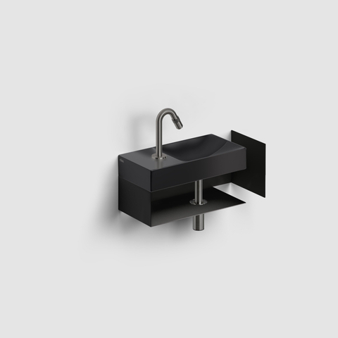 Clou Vale lave-mains en céramique 38x19x7cm trou de robinet à gauche Noir mat SW451468