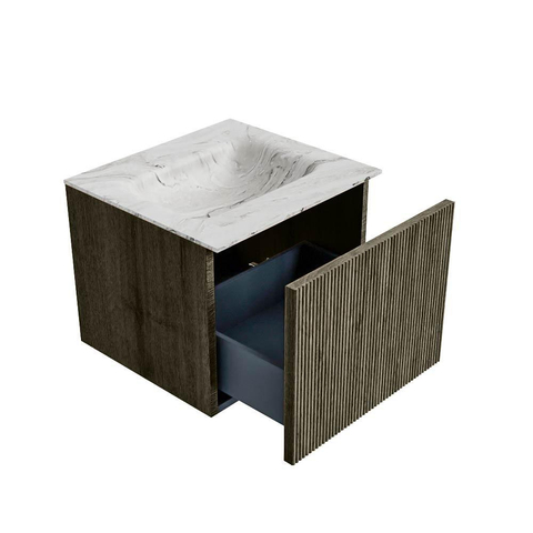 Mondiaz KURVE-DLUX Badkamermeubelset - 50x46x40cm - 1 lade - wastafel solid surface - midden - zonder kraangat - Shadow SW1414516