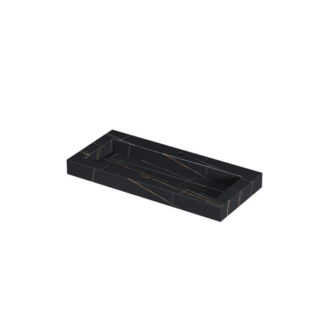 Ink Pitch wastafel - 100x45x9cm - wasbak midden - 1 kraangat - mat lauren black SW693305