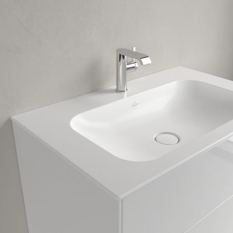 Villeroy & Boch finion meubelwastafel - 1 kraangat - 80x50cm CeramicPlus - zonder overloop - Stone White (mat wit) SW209572
