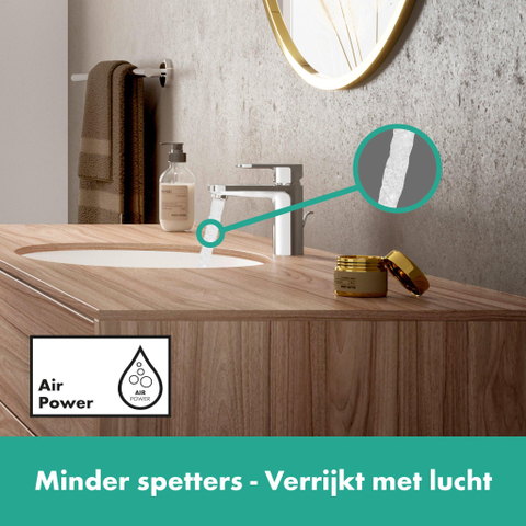 Hansgrohe Vernis Blend 1 greeps wastafelkraan 100met - trekwaste - hoogglans chroom SW651378