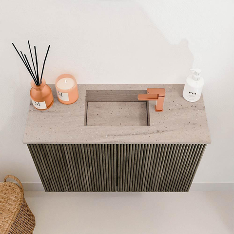 Mondiaz JOYA-DLUX 60cm toiletmeubel - kleur Shadow - Wastafel FAYE positie Midden 1 kraangat kleur Saba. SW1425098