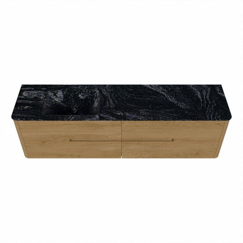 Mondiaz CIRO-DLUX Badkamermeubelset - 180x45x50cm - Solid surface wastafel Lava - 1 wasbak Links - zonder kraangaten - 4 lades - Oak SW1531003
