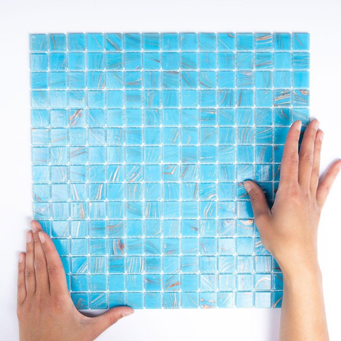 La Mosaic Factory Amsterdam carreau mosaïque - 32,2x32,2cm - carrelage mural et de sol - Carré - Verre Bleu Clair brillant SW62141