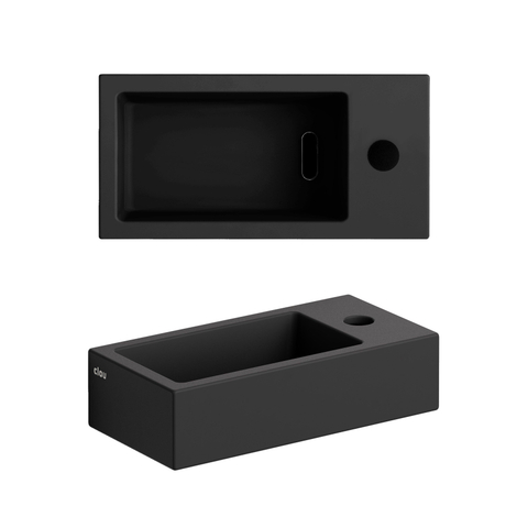 Clou Flush 3 fontein 36cm met kraangat rechts mat zwart keramiek SHOW25712