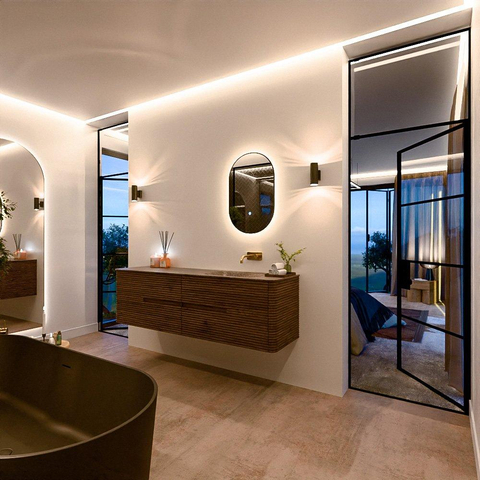 Mondiaz CIRO-DLUX Ensemble de meubles de salle de bains - 170x45x50cm - lavabo solid surface Oza - 1 vasque à droite - sans trous de robinet - 4 tiroirs - Dusk SW1533301