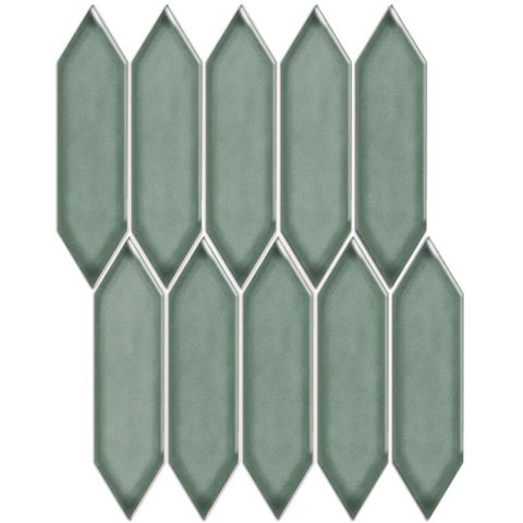 La Mosaic Factory Paris carreau mosaïque - 25,5x31,5cm - carrelage mural - Hexagone - Porcelaine Vert Gris Brillant SW471152