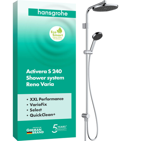 Hansgrohe Activera S - showerpipe - 240 - 1jet - ecosmart - hoogglans chroom SW1387871