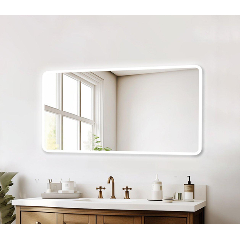 Saniclass Lumen spiegel – rechthoek met afgeronde hoeken – 120x70 cm – indirecte LED rondom – spiegelverwarming SW1474227