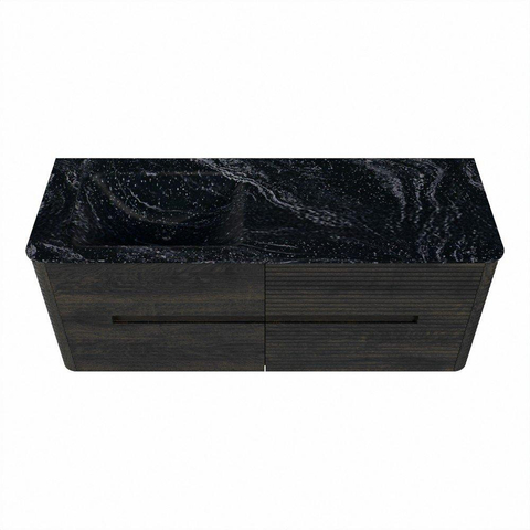 Mondiaz CIRO-DLUX Badkamermeubelset - 130x45x50cm - Solid surface wastafel Lava - 1 wasbak Links - 1 kraangat - 4 lades - Shadow SW1532273