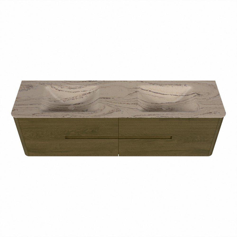 Mondiaz CIRO-DLUX Meuble de salle de bains - 170x45x50cm - Plan vasque solid surface Arena - 2 vasques Double - 2 trous de robinet - 4 tiroirs - Dusk SW1533118