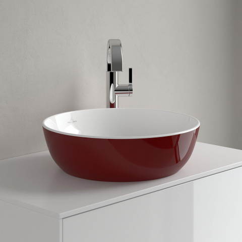 Villeroy & Boch Artis opzetwastafel - 43x43cm - zonder kraangat - zonder overloop - Bordeaux (glans rood) SW644082