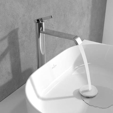 Villeroy & Boch Dawn 1 greeps wastafelkraan verhoogd - zonder pop up afvoergarnituur - hoogglans chroom SW974125