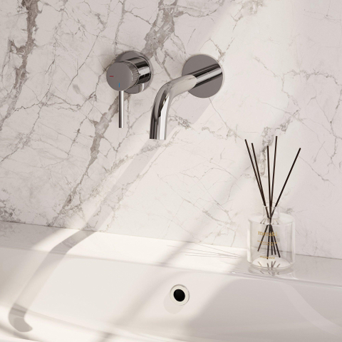 BRAUER Stripe Mitigeur lavabo encastré - bec courbé et rosaces modèle A2 - chrome SW1434712