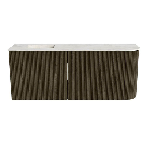 Mondiaz JOYA-DLUX 101.6cm toiletmeubel - ronding rechts kleur Shadow - Wastafel FAYE positie Links 1 kraangat kleur Ostra. SW1423015